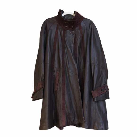 Vintage Sardar Burgundy Leather Suede Trench Coat